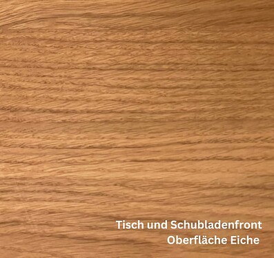 Ausziehtisch und Schubladenfront in Eiche