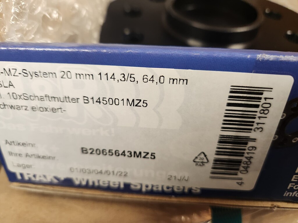 H&R TRAK+ Spurverbreiterung Mit ABE DR-ABE 20mm Schwarz Für AUDI A4 B