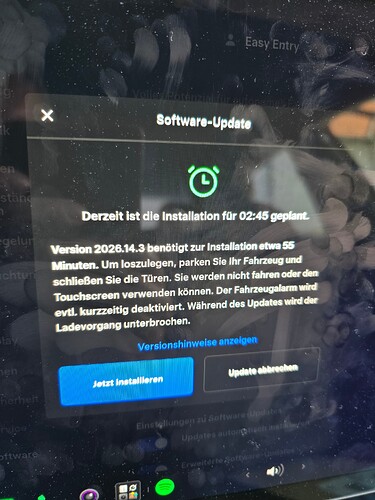 2026.14.3 heute früh in der ersten Welle angeboten bekommen. Leider gerade unterwegs gewesen und erst vorhin via Hotspot geladen. Wieder wurde 02:45 als Installationszeitpunkt vorgeschlagen. Habe die Installation dann manuell angestossen.