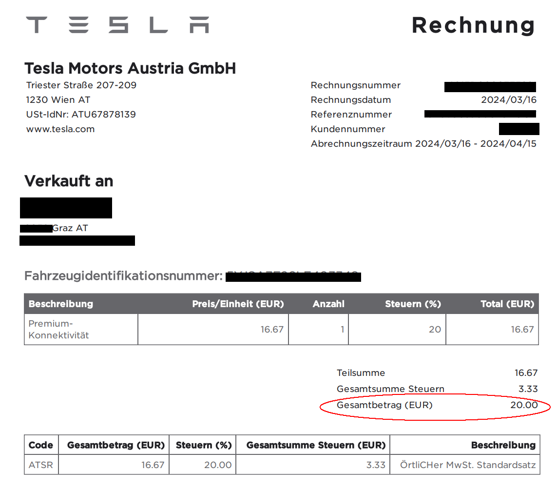 Tesla Rechnung Superchargernull