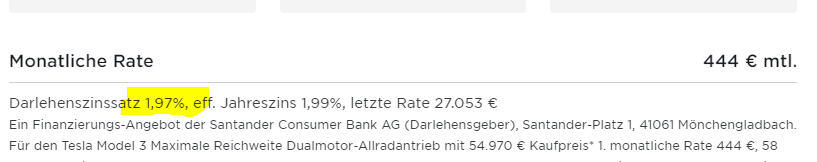 Erhöhung des Zinses für Leasing und Finanzierung - Model Y Allgemeines